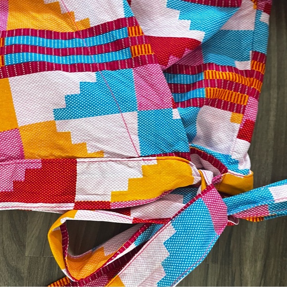 Yevu 100% Cotton Ghanian Made Colorful Wrap Top‎ V-Neck Short Sleeve size 3XL - Picture 11 of 14